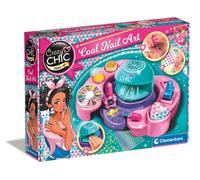 Clementoni | Crazy Chic - Cool Nail Art pour Enfants 6 Ans+ | Kit Manucure avec Séchoir à Ongles | Paillettes, Strass, Stickers, Pochoirs, Vernis Bleu | Activité Créative | Idée Cadeau Beauté