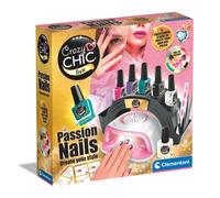 Clementoni - Coffret Manucure Crazy Chic Passion Nails, sécheuse, vernis, stickers - 9 ans+