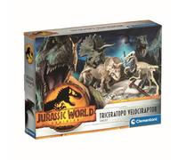 Clementoni 19289 Jurassic World 3 - Kit d'excavation Triceratops & Velociraptor Jouet passionnant à découvrir pour Explorer Les fossiles de Dinosaures pour Les Petits chercheurs à partir de 6 Ans