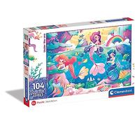 Clementoni - 20149 - Glitter Effect - sous la Mer - 104 Pièces - Puzzle de Sirènes sous la Mer - Jeu de Création et Logique pour Enfants à partir de 6 Ans et Plus