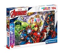 Clementoni - 20181 - Supercolor - Marvel - 104 Pièces - Puzzle Brillant des Héros Avengers - Jeu de Création et Logique pour Enfants à partir de 6 Ans et Plus -