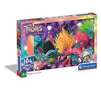 Clementoni - 20191 - Puzzle Trolls 3-104 Pièces Brillants - Jeu Educatif, de Réflexion et de Patience - Image de Qualité - 38 x 27 Cm - Ã€ Partir de 6 Ans