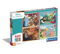 Clementoni Puzzle Supercolor 4 en 1 Disney Classics, 12/16/20/24 pièces, 3 ans, fabriqué en Italie