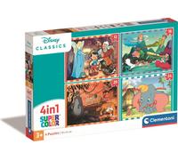 Clementoni - 21523 - Supercolor Puzzle 4 in 1 - Disney Classics - Puzzle 12,16,20,24 pièces dès 3 ans, Puzzle coloré pour enfants avec une luminosité et une intensité de couleur particulière