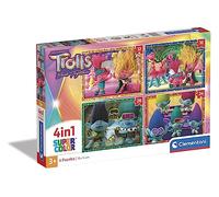 Clementoni - 21527 - Puzzle 4 en 1 - Trolls 3-4 Puzzles de 12, 16, 20 et 24 pièces - Jeu Educatif, de Réflexion et de Patience - 19 x 14 Cm - À Partir de 3 Ans