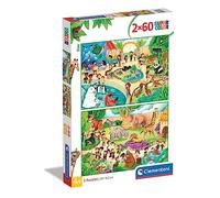 Clementoni - 21603 - Supercolor - 2 x 60 Pièces - Le Zoo - Puzzles de l'environnement du Zoo - Jeu de Création et Logique pour Enfants à partir de 4 Ans et Plus