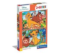 Clementoni - 21604 - Disney Classics - Supercolor - 2 x 60 Pièces - Le Roi Lion - Puzzles du Film d'Animation - Jeu de Création et Logique pour Enfants à partir de 4 Ans et Plus
