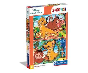 Clementoni - 21604 - Disney Classics - Supercolor - 2 x 60 Pièces - Le Roi Lion - Puzzles du Film d'Animation - Jeu de Création et Logique pour Enfants à partir de 4 Ans et Plus