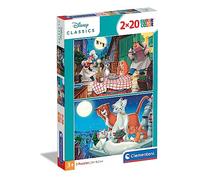 Clementoni - 21613 - Supercolor - Disney Classics - 2 x 20 Pièces - Puzzles Belle et Le Clochard et Les AristoChats - Jeu de Création et Logique pour Enfants à partir de 3 Ans et Plus