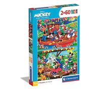 Clementoni - 21620 - Supercolor - Disney - Mickey et Ses Amis - 2 x 60 Pièces - Puzzles du Dessin Animé - Jeu de Création et Logique pour Enfants à partir de 4 Ans et Plus -