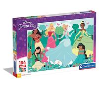 Clementoni - 23767 - Supercolor Puzzle Disney Princess - 104 Maxi pièces, Puzzle Enfants 4 Ans - Puzzle Enfant Clementoni, Puzzle Dessin animé - fabriqué en Italie