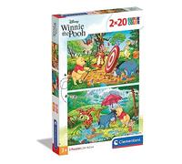 Clementoni -24516 - Disney - Supercolor - Winnie l'ourson - 2 x 20 Pièces - Puzzles du Dessin Animé - Jeu de Création et Logique pour Enfants à partir de 3 Ans et Plus