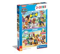 Clementoni-24779 Paw Patrol 2 x 20 kinderpuzzeldoos met 2 puzzels (20 stuks), ge