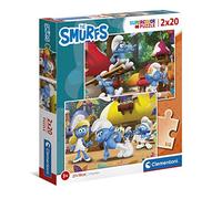 Clementoni - 24789 - Supercolor - Les Schtroumpfs - 2 x 20 - Puzzles du Dessin Animé - Jeu de Création et Logique pour Enfants à partir de 3 Ans et Plus -