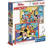 Clementoni - 24791 - Supercolor Puzzle Disney Mickey - 2 Puzzles de 20 pièces - Puzzle Pour Les Enfants De 3 Ans Et Plus, Made In Italy