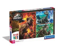 Clementoni - 25250 - Jurassic World - Supercolor - 3 x 48 Pièces - Puzzles du Film - Jeu de Création et Logique pour Enfants à partir de 4 Ans et Plus