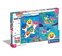 Clementoni - 25261 - Supercolor Puzzle - Baby Shark - 3x48 pièces - Puzzle Enfant - boîte de 3 Puzzles (48 pièces) - fabriqué en Italie, 4 Ans et Plus