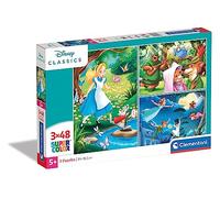 Clementoni - 25267 - Supercolor - Disney Classics - 3 x 48 Pièces - Puzzles Alice, Robin des Bois, et Peterpan - Jeu de Création et Logique pour Enfants à partir de 5 Ans et Plus -