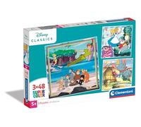 Clementoni - 25302 - Supercolor Puzzle - Disney Classics - 3x48 Pièces, Puzzle Enfants 5 Ans, Boîte De 3 Puzzles (48 Pièces), Puzzle Dessin Animé - Fabriqué en Italie