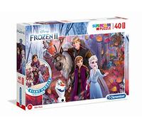 Clementoni - 25464 - Supercolor - Disney - La Reine des Neiges 2-40 Pièces - Puzzle Géant du Film d'Animation - Jeu de Création et Logique pour Enfants à partir de 3 Ans et Plus