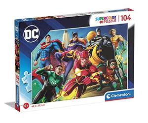 Clementoni - 25721 - Supercolor - DC Comics - 104 Pièces - Puzzle de la Justice League - Jeu de Création et Logique pour Enfants à partir de 6 Ans et Plus -