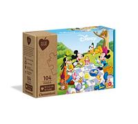Clementoni - 27153 - Play for Future - Disney - Mickey et Ses Amis - 104 Pièces - Puzzle du Dessin Animé - 100% Matériaux Recyclés - pour Enfants à partir de 6 Ans et Plus