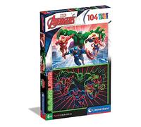 Clementoni - 27554 - Supercolor - Glowing Lights - Marvel - Avengers - 104 Pièces - Puzzle des héros de la Licence - Jeu de Création et Logique pour Enfants à partir de 6 Ans et Plus