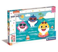 Clementoni - 28519 - PinkFong Baby Shark - Supercolor - 24 Maxi Pièces - Puzzle du Dessin Animé - Jeu de Création et Logique pour Enfants à partir de 3 Ans et Plus -