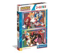 Clementoni - Puzzle Enfant 2X60 Pièces Sonic - Fabriqué en Italie, 24821