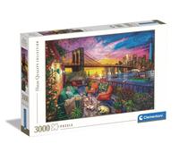 Clementoni | Puzzle Manhattan Balcony Sunset 3000 Pièces Adultes 10 Ans+ | 118,4x84,5 cm | Panorama New York Décoratif | Activité Détente Loisir Créatif | Éco-Conçu | Idée Cadeau Jeu de Societé