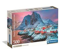Clementoni - Puzzle pour adultes 500 pièces HQC Hamnoy Village Compact Box, fabriqué en Italie 35587