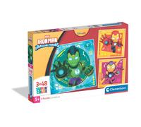 Clementoni - Puzzle Enfant Iron Man et Ses Amis Incroyables 3x48 Pièces - 5 Ans et + - Jeu de société Super-héros - Idée Cadeau