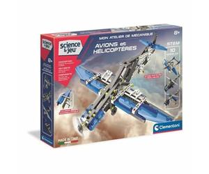 Clementoni - 52225 - Science et Jeu - Mon Atelier de Mécanique - Avions et Hélicoptères - Jeu de Construction et Création pour Enfants - Dès 8 Ans et Plus - 10 Modèles Réalisables