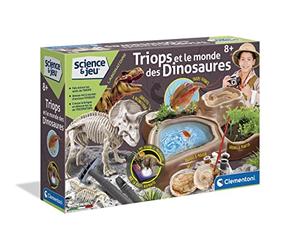 Clementoni - 52566 - Science & Jeu - Laboratoire - Triops et Le Monde des Dinosaures - Retrouve et Assemble Les Fossiles - Kit Archéologie pour Enfants à partir de 8 Ans et Plus