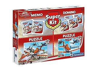 Clementoni - 8204-Superkit Puzzle 2x30p Planes +Memo+Domino-Puzzles