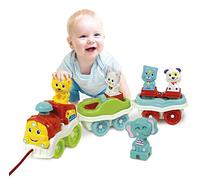 Clementoni Animaux-3 Parlant, interactif et trainable, Train Jouet électrique, Jeu Enfant 1 an (Version en Italien) - Fabriqué en Italie, Multicolore, 17740