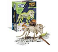 Clementoni | Archéo Ludic Tricératops pour Enfants 7 Ans+ | Kit Paléontologie Bloc de Fouille Fossiles à Assembler | Squelette Phosphorescent | Marteau Burin Carte | Activité Éducative Scientifique