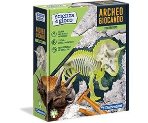 Clementoni - Archéogiocando Triceratops Lumineux au Dark Jeu Scientifique, Multicolore, 19164