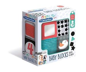 Clementoni Baby 17321 - Cubes Bébés en Tissu Noir et Blanc - Jouet d'Eveil pour Bébé à partir de 0 Mois et Plus - pour Développer Les Capacités Cognitives - Chiffres, Lettres, Couleurs, Etc.