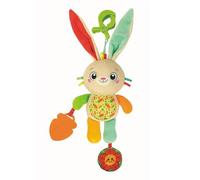 Clementoni Baby - Easy-Peasy Soft Bunny - Peluche de Voyage pour Enfants 0+ Mois, Hochet bruissant avec Pendentif croquant, Pince pour Poussette et Voiture, Lavable en Machine, 17622