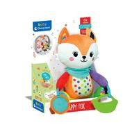 Clementoni Baby - Easy-Peasy Soft Fox - Peluche de voyage pour enfants 0+ mois, Hochet bruissant avec pendentif croûtant, pince pour poussette et voiture, lavable en machine, 17623