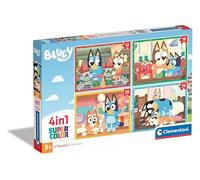 Clementoni | Bluey Puzzle 4 en 1 pour Enfants 3 Ans+ | 12 16 20 24 Pièces Super Color | Développement Cognitif et Motricité Fine | Activité Éducative | Jeu de Société | Coordination Œil-Main