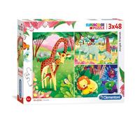 Clementoni Brilliant Puzzle Animaux de la jungle, 3x48pcs.