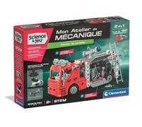 Clementoni | Coffret Construction Camion de Pompier 2 en 1 | 8 Ans + | Mon Atelier Mécanique | Mécanismes | STEM | + 120 Pièces | Manuel 3D | Réplique | Fabriqué en Italie | Cadeau Jouet Enfant