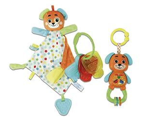 Clementoni - Coffret de Naissance Chiot - Baby Gift Set Puppy - Jouets Educatifs - Développement Multisensoriel - Doudou, Hochet, Clés en Plastique - pour Enfants Dès 0 Mois
