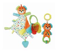 Clementoni - Coffret de naissance ourson - Doudou + hochet + clés en plastique souple à mâchouiller