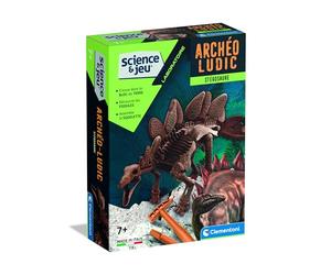 Clementoni | Coffret Stégosaure 7 Ans + | Laboratoire Archéo Ludic | Creuse Le Bloc de Terre | Fossile Os Emboitables | Manuel Illustré, Carte et Outils | Fabriqué en Italie | Cadeau pour