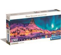 Clementoni Colorful Night in Lofoten Island Puzzle 1000 pièces adulte - Puzzle panoramique adulte en 98 x 33 cm - Puzzle adulte sophistiqué de Clementoni 39870