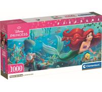 Clementoni - Puzzle pour Adultes 1000 Pièces, Panorama The Little Mermaid Compact Box, Walt Disney Fabriqué en Italie, 39893