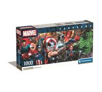 Clementoni | Marvel Puzzle Panorama 1000 Pièces pour Adultes | Super-Héros Avengers Collection | Poster Inclus | Jeu de Société | Format 98×33 Cm | Écoresponsable